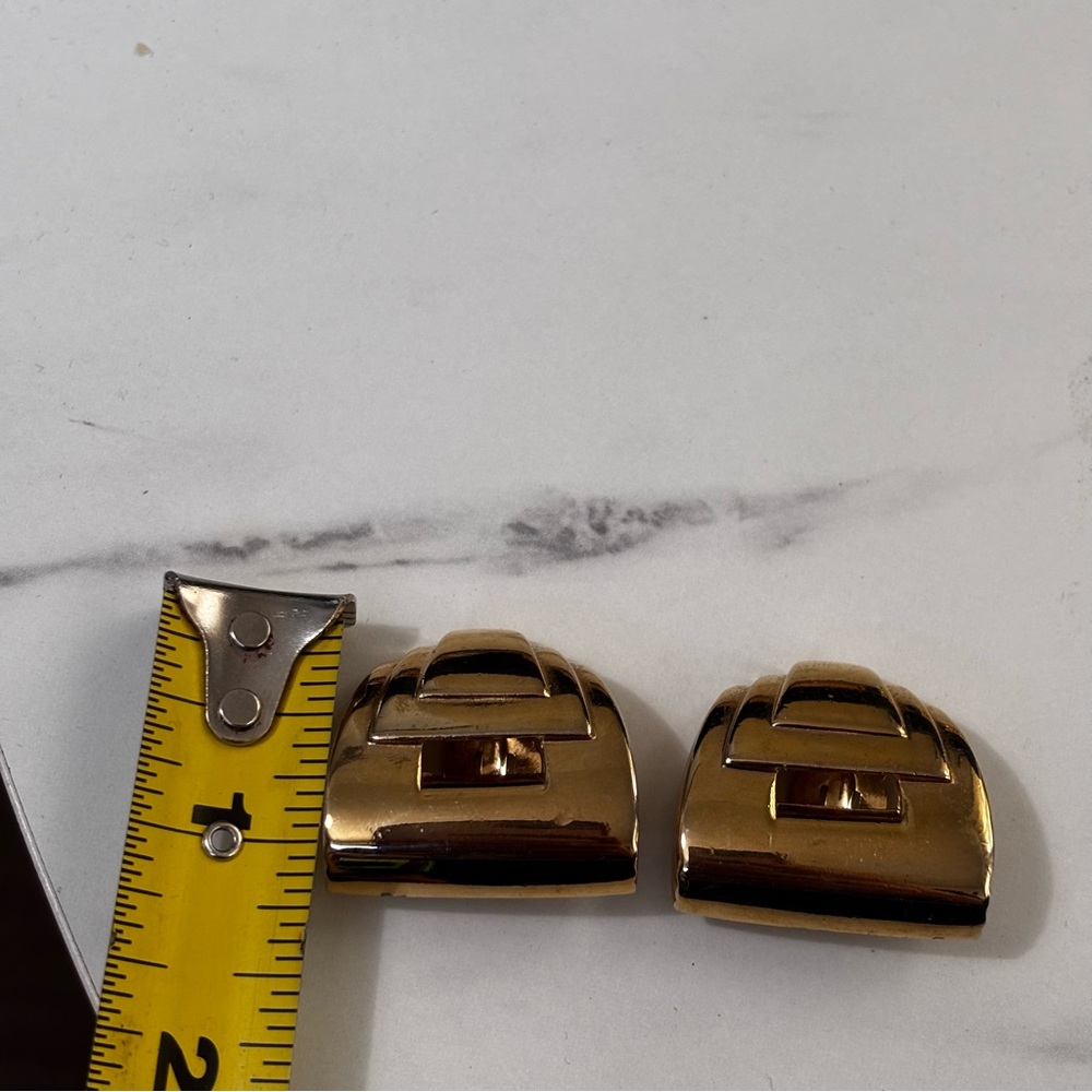 Givenchy Paris NewYork Runway Gold-Tone Clip-On Earrings 1980’s - Picture 2 of 7